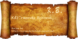 Körmendy Botond névjegykártya